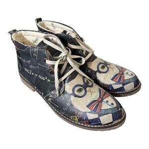 Goby Combat Boot Womens Shoes Size EU 39 US 8.5 Kitten With Glasses Math